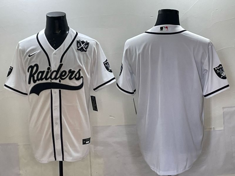 Men 2025 Nike Oakland Raiders Blank White Joint Name  Limited NFL Jersey style 043
